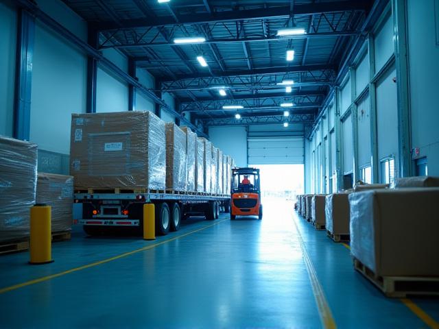 Warehouse staff loading a full trailer for FTL shipment
