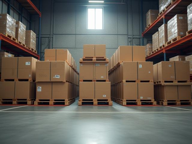 Organized logistics center showing consolidated freight shipments