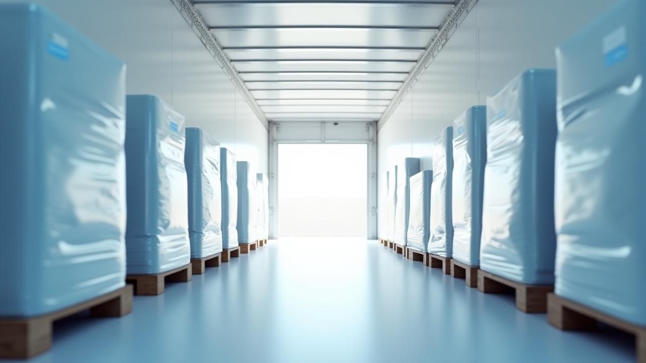 Organized cargo pallets inside a shipping container representing LTL efficiency